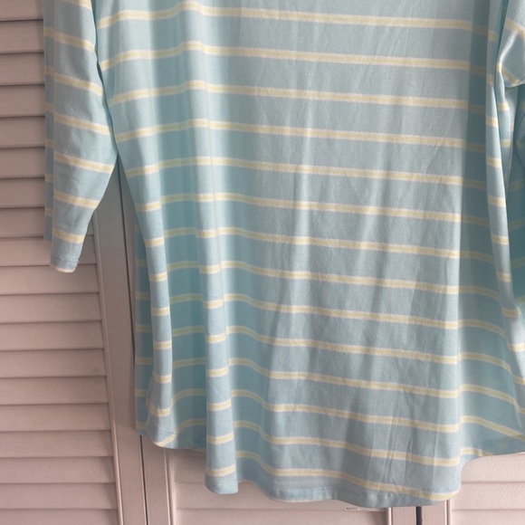Blue/Green 3/4 sleeve shirt with slits on sides Large - Picture 3 of 4